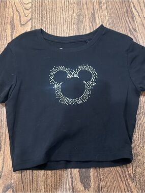 Rhinestone Mickey Crop Top Baby Tee